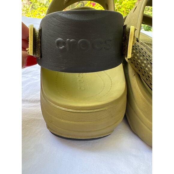 Iconic Crocs Comfort Olive Green Strap All Terrain Sandals With Back Strap Sz 15 - Picture 12 of 16